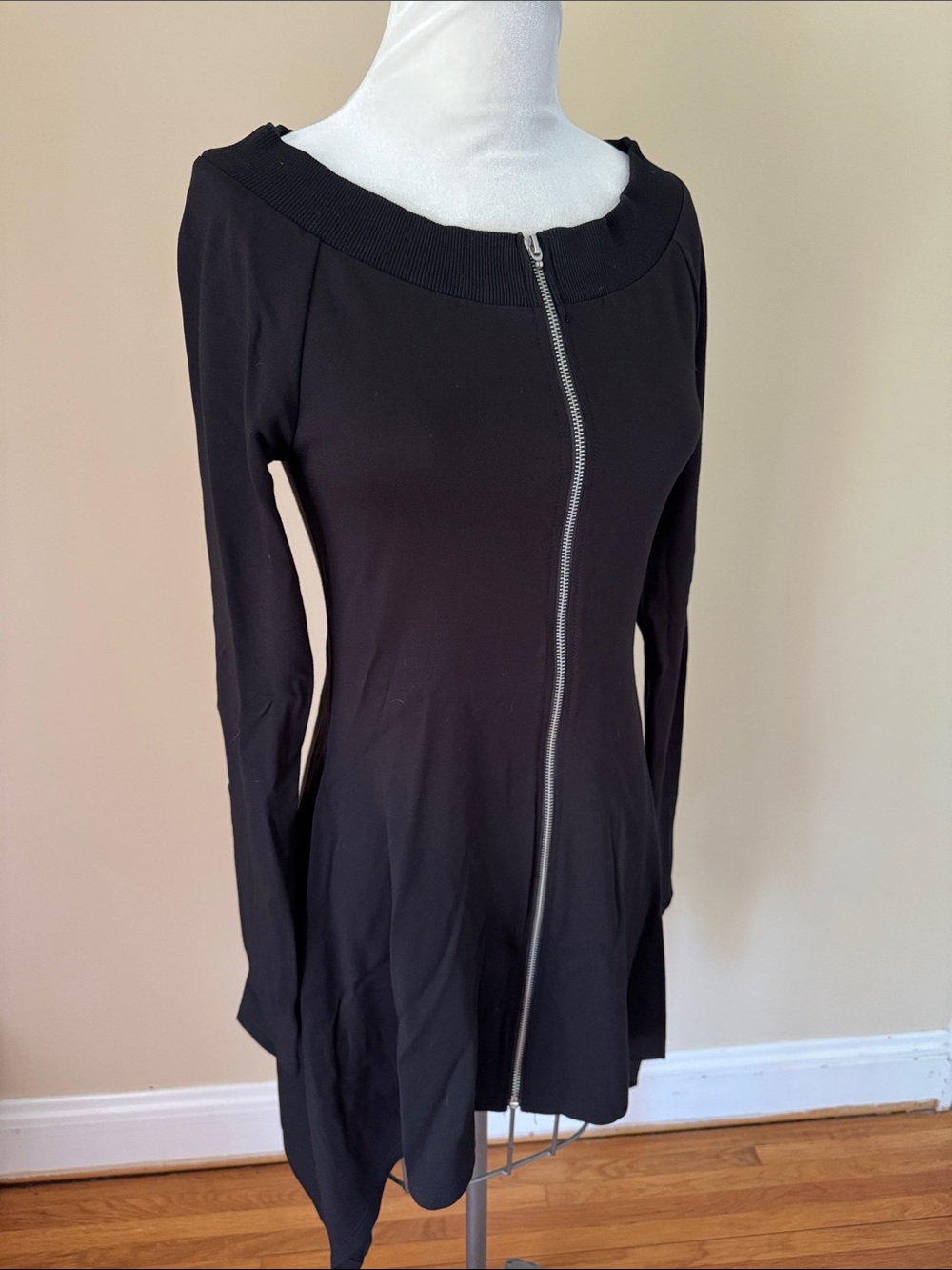 Killstar Black Zip-Front Asymmetrical Hem Women's Dress M